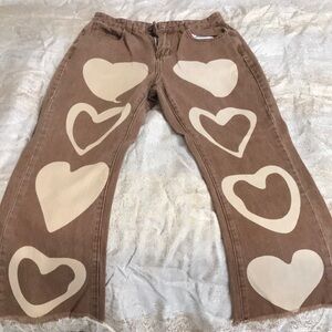 SHEIN Brown Heart Patterned Women's Jeans